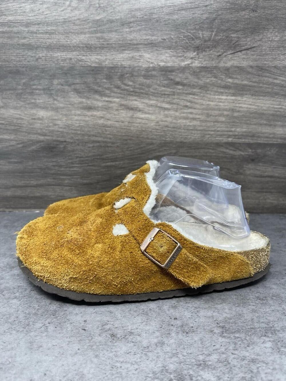 Birkenstock Boston Shearling Clogs Womens Size 8 (39) Brown Slip On Shoes